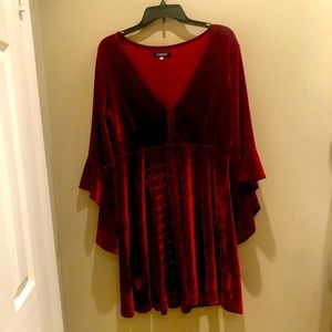 Velvet long sleeve party mini dress with vneck